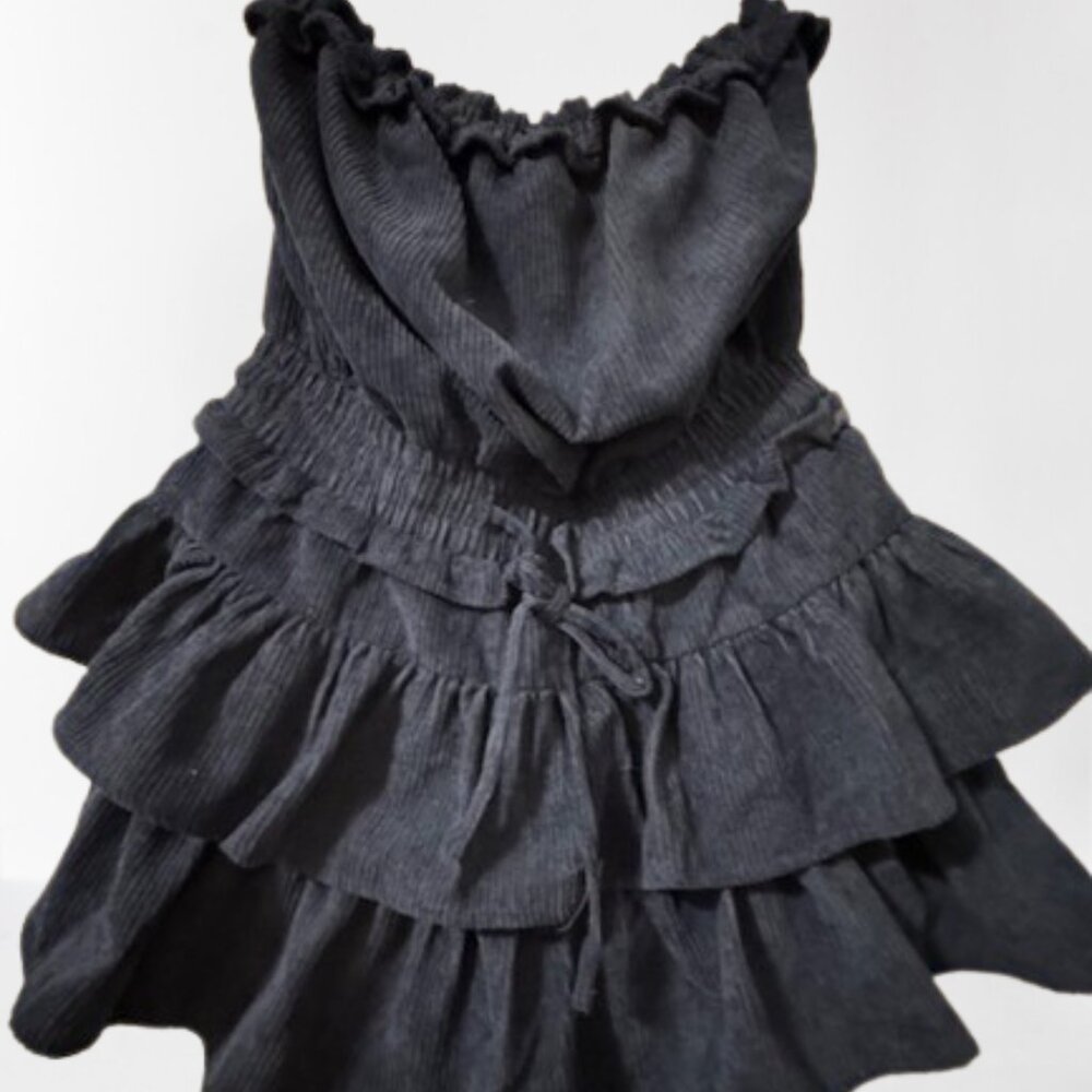 Adorable navy corduroy romper strapless Sime med